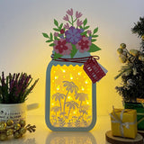 Firefly Garden -  Paper Cut Floral Mason Jar Light Box File - Cricut File - 11,1x5,5 Inches - LightBoxGoodMan