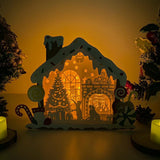 Fireplace - Paper Cut Gingerbread House Light Box File - Cricut File - 7x9 Inches - LightBoxGoodMan - LightboxGoodman