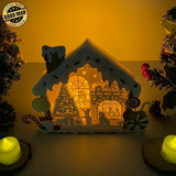 Fireplace - Paper Cut Gingerbread House Light Box File - Cricut File - 7x9 Inches - LightBoxGoodMan - LightboxGoodman