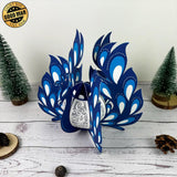 Flaming Peacock - 3D Peacock Lantern File - 8.2x9" - Cricut File - LightBoxGoodMan - LightboxGoodman