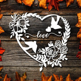 Floral Heart Love Birds – Paper Cutting SVG Template files, 20x27 cm - LightboxGoodman