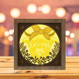 Floral Highland Cow 2 - Paper Cutting Light Box - LightBoxGoodman