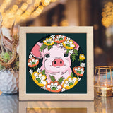 Floral Pig – Paper Cut Light Box File - Cricut File - 8x8 inches - LightBoxGoodMan