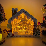 Gingerbread - Paper Cut Gingerbread House Light Box File - Cricut File - 7x9 Inches - LightBoxGoodMan - LightboxGoodman