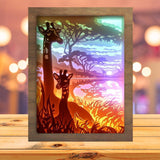 Giraffe Mother And Baby - Paper Cutting Light Box - LightBoxGoodman