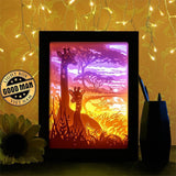 Giraffe Mother And Baby - Paper Cutting Light Box - LightBoxGoodman - LightboxGoodman