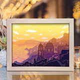 Greece Landscape - Paper Cut Light Box File - Cricut File - 8x10 Inches - LightBoxGoodMan