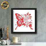 Half butterfly and flower – Paper Cutting SVG Template files, 22.5x23 cm - LightboxGoodman