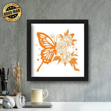 Half butterfly and flower – Paper Cutting SVG Template files, 22.5x23 cm - LightboxGoodman