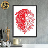 Half Lion Flower – Paper Cutting SVG Template files, 20x26 cm - LightboxGoodman