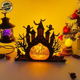 Halloween Welcome - Paper Cut Haunted Castle Light Box File - Cricut File - 19.7x24.7 cm - LightBoxGoodMan - LightboxGoodman