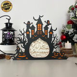 Halloween Welcome - Paper Cut Haunted Castle Light Box File - Cricut File - 19.7x24.7 cm - LightBoxGoodMan - LightboxGoodman