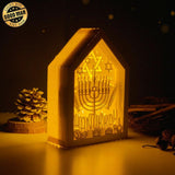 Hanukkah - Paper Cut House Light Box File - Cricut File - 13x19 cm - LightBoxGoodMan - LightboxGoodman