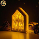 Hanukkah - Paper Cut House Light Box File - Cricut File - 13x19 cm - LightBoxGoodMan - LightboxGoodman