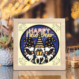 Happy New Year Gnomes – Paper Cut Light Box File - Cricut File - 8x8 inches - LightBoxGoodMan - LightboxGoodman