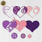 Heart Gear - Paper 3D Layered File - Cricut File - 20x21cm - LightBoxGoodMan - LightboxGoodman