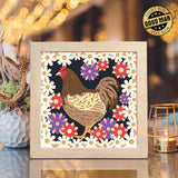 Hen With Flowers – Paper Cut Light Box File - Cricut File - 8x8 inches - LightBoxGoodMan - LightboxGoodman