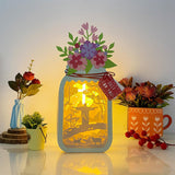 Jesus -  Paper Cut Floral Mason Jar Light Box File - Cricut File - 11,1x5,5 Inches - LightBoxGoodMan