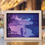 Kids Fishing - Paper Cut Light Box File - Cricut File - 8x10 Inches - LightBoxGoodMan