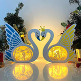 Love 1 - Paper Cut Swan Light Box File - Cricut File - 7x8 inches - LightBoxGoodMan