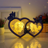 Love 2 - Double Heart Papercut Lightbox File - 7x10,6