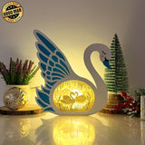 Love 2 - Paper Cut Swan Light Box File - Cricut File - 7x8 inches - LightBoxGoodMan - LightboxGoodman