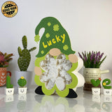 Lucky Gnome - Lucky Gnome Papercut Lightbox File - St Patrick Motif - Cricut File - 10,3x6,3 inches - LightBoxGoodMan - LightboxGoodman