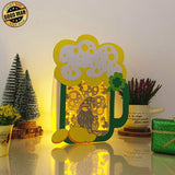 Lucky Gnome - St. Patrick's Beer Mug Papercut Lightbox File - Cricut File - 9x7 Inches - LightBoxGoodMan - LightboxGoodman