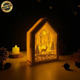 Merry Christmas 2 - Paper Cut House Light Box File - Cricut File - 13x19 cm - LightBoxGoodMan - LightboxGoodman