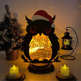 Merry Christmas - Paper Cut Owl Light Box File - Cricut File - 25x20 cm - LightBoxGoodMan - LightboxGoodman