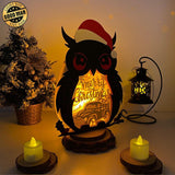 Merry Christmas - Paper Cut Owl Light Box File - Cricut File - 25x20 cm - LightBoxGoodMan - LightboxGoodman