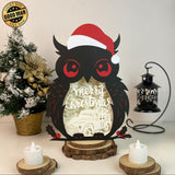 Merry Christmas - Paper Cut Owl Light Box File - Cricut File - 25x20 cm - LightBoxGoodMan - LightboxGoodman