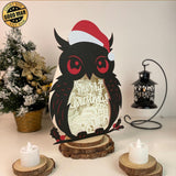 Merry Christmas - Paper Cut Owl Light Box File - Cricut File - 25x20 cm - LightBoxGoodMan - LightboxGoodman