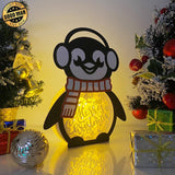 Merry Christmas - Paper Cut Penguin Light Box File - Cricut File - 25x20cm - LightBoxGoodMan - LightboxGoodman