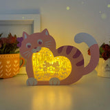 Mickey And Mini - Paper Cut Cat Heart Light Box File - Cricut File - 9,5x6,7 Inches - LightBoxGoodMan