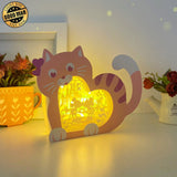 Mickey And Mini - Paper Cut Cat Heart Light Box File - Cricut File - 9,5x6,7 Inches - LightBoxGoodMan - LightboxGoodman