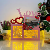 Moon Love - Love Photo Frame Papercut Lightbox File - 7,6x8,1