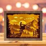 Motorcycle In The Mountain - Paper Cutting Light Box - LightBoxGoodman