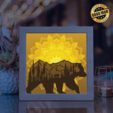 Mountain Bear Mandala – Paper Cut Light Box File - Cricut File - 8x8 inches - LightBoxGoodMan - LightboxGoodman