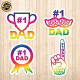 Number 1 Dad Stickers - Cricut File - Svg, Png, Dxf, Eps - LightBoxGoodMan - LightboxGoodman