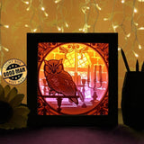 Owl 1 Square - Paper Cutting Light Box - LightBoxGoodman - LightboxGoodman