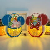 Pack 2 Easter Mickey Couple - Disney Mouse Easter Basket Papercut Lightbox File - Cricut File - 7,7x8,4 Inches - LightBoxGoodMan - LightboxGoodman