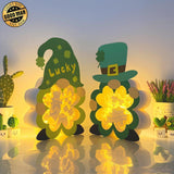 Pack 2 Lucky Gnome - Lucky Gnome Papercut Lightbox File - St Patrick Motif - Cricut File - LightBoxGoodMan - LightboxGoodman