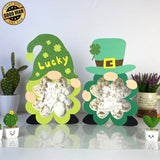 Pack 2 Lucky Gnome - Lucky Gnome Papercut Lightbox File - St Patrick Motif - Cricut File - LightBoxGoodMan - LightboxGoodman