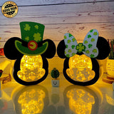 Pack 2 Lucky Mickey Couple - Lucky Disney Mouse Papercut Lightbox File - St Patrick Motif - Cricut File - LightBoxGoodMan - LightboxGoodman