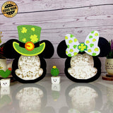 Pack 2 Lucky Mickey Couple - Lucky Disney Mouse Papercut Lightbox File - St Patrick Motif - Cricut File - LightBoxGoodMan - LightboxGoodman