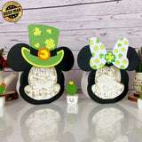 Pack 2 Lucky Mickey Couple - Lucky Disney Mouse Papercut Lightbox File - St Patrick Motif - Cricut File - LightBoxGoodMan - LightboxGoodman