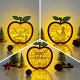 Pack 3 Back To School - Apple Papercut Lightbox File - 6.7x6.2