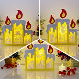 Pack 3 Christmas 1 - Paper Cut Candle Light Box File - Cricut File - 8,6x7 inches - LightBoxGoodMan