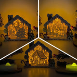 Pack 3 Christmas 2 - Paper Cut Gingerbread House Light Box File - Cricut File - 7x9 Inches - LightBoxGoodMan - LightboxGoodman